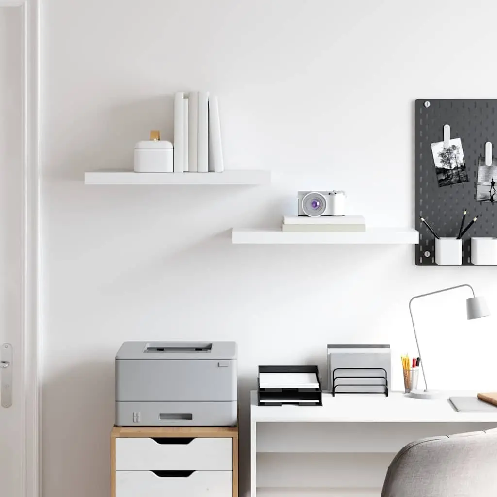 Floating Wall Shelves Invisible Mounting System White 60x23.5x3.8 cm 2 Piece Display Ledge Storage