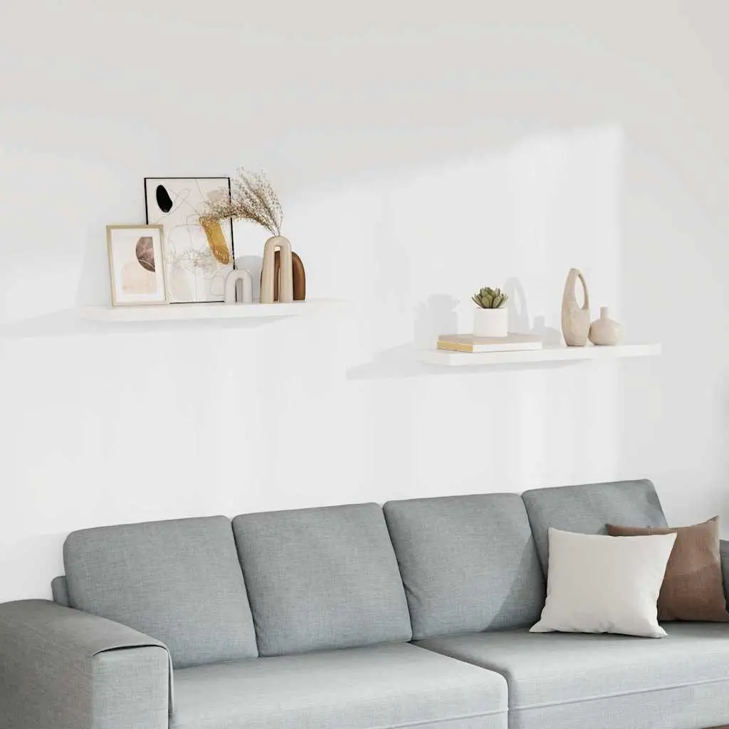 Floating Wall Shelves Invisible Mounting System White 90 x 23.5 x 3.8 cm 2 Piece