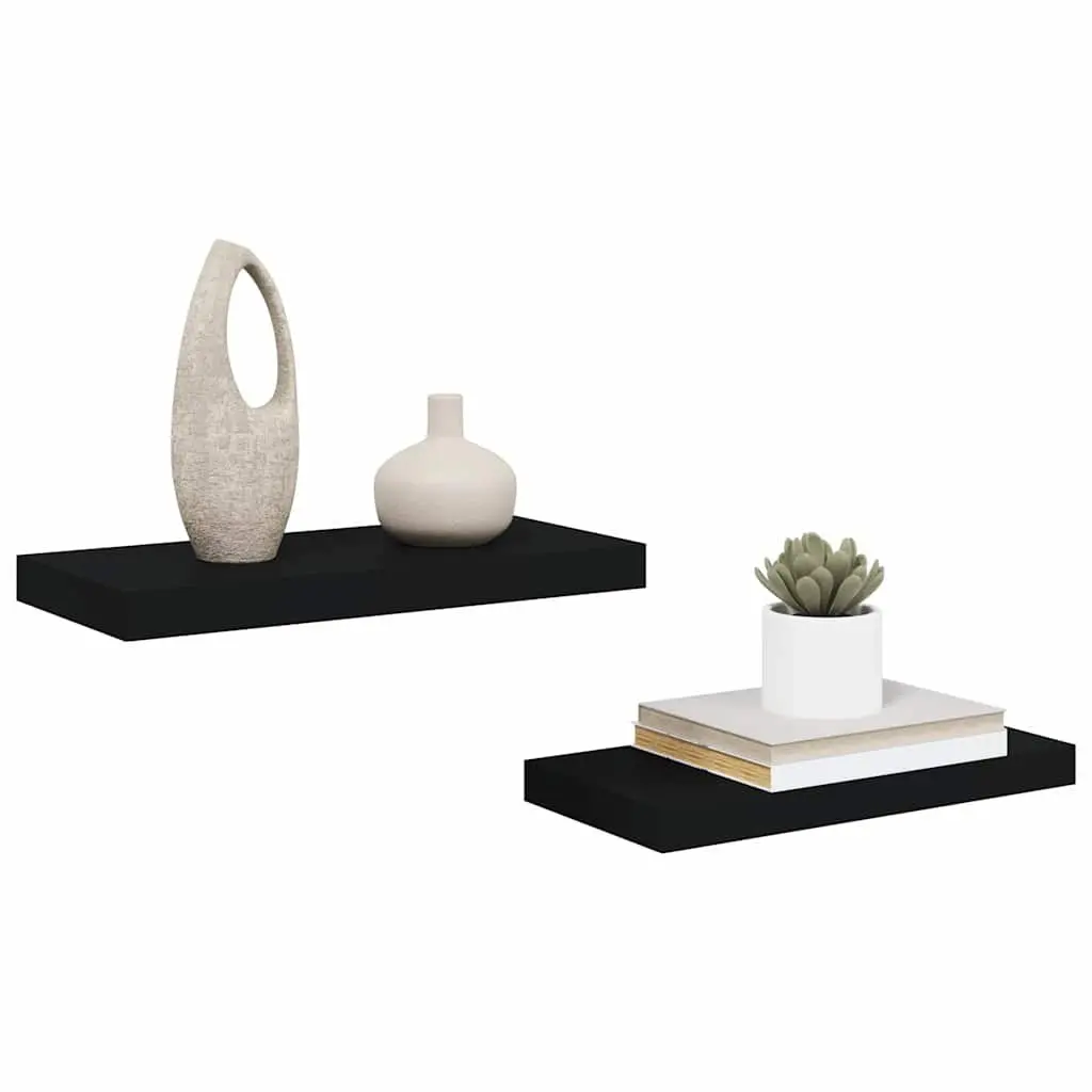 Floating Wall Shelves Invisible Mounting Black 50x23.5x3.8 cm 2 Piece Display Shelf Storage Ledge