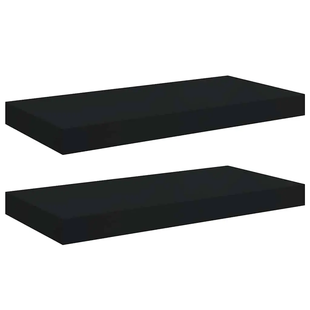 Floating Wall Shelves Invisible Mounting Black 50x23.5x3.8 cm 2 Piece Display Shelf Storage Ledge