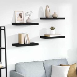 Personalize Your Space with 4 Black Floating Wall Shelves