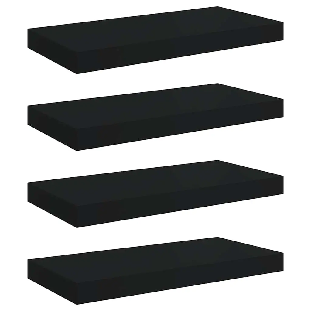 Wall Shelves Set Black Floating Display Shelves 50 x 23.5 x 3.8 cm