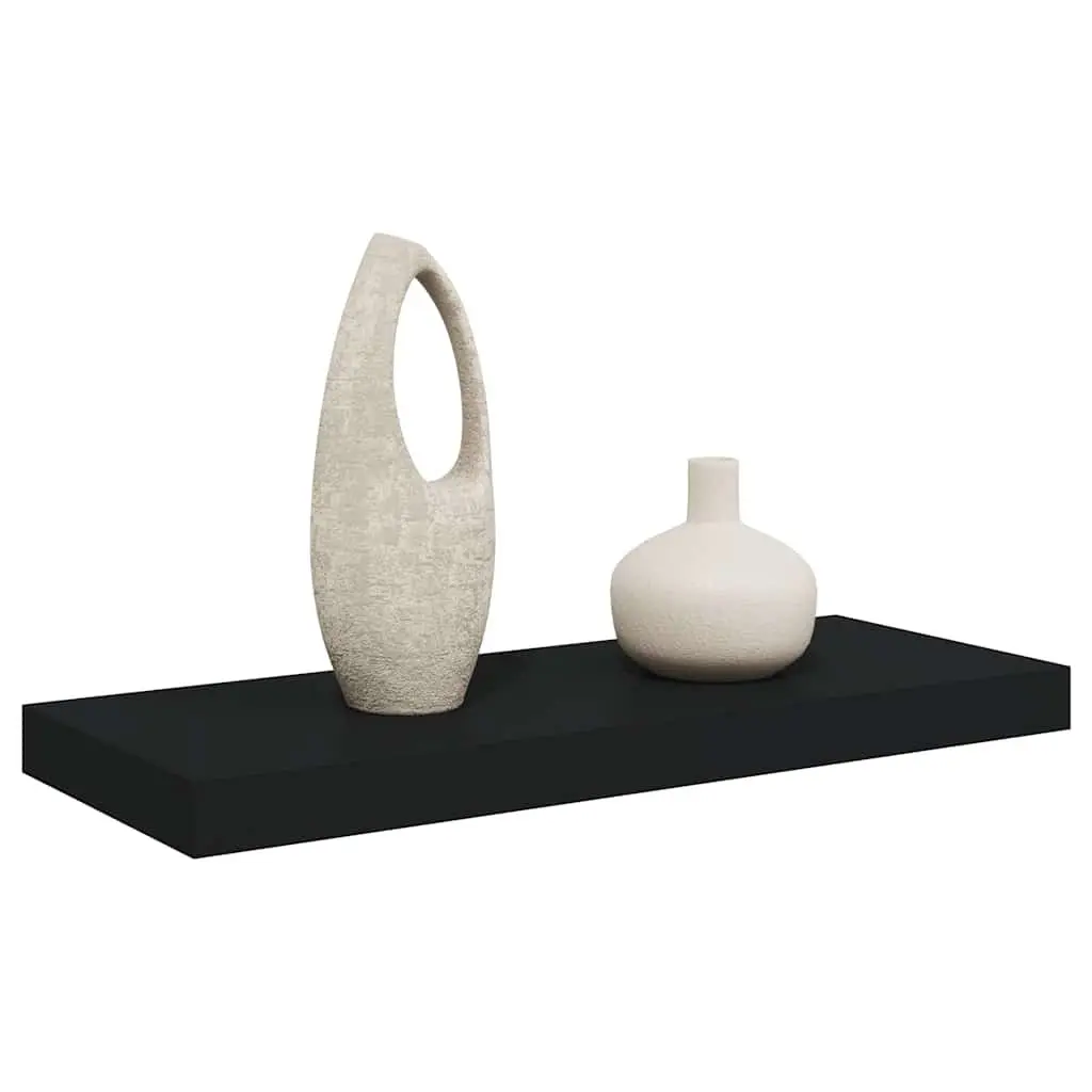 Black Floating Wall Shelf Invisible Mounting System 60 x 23.5 x 3.8 cm