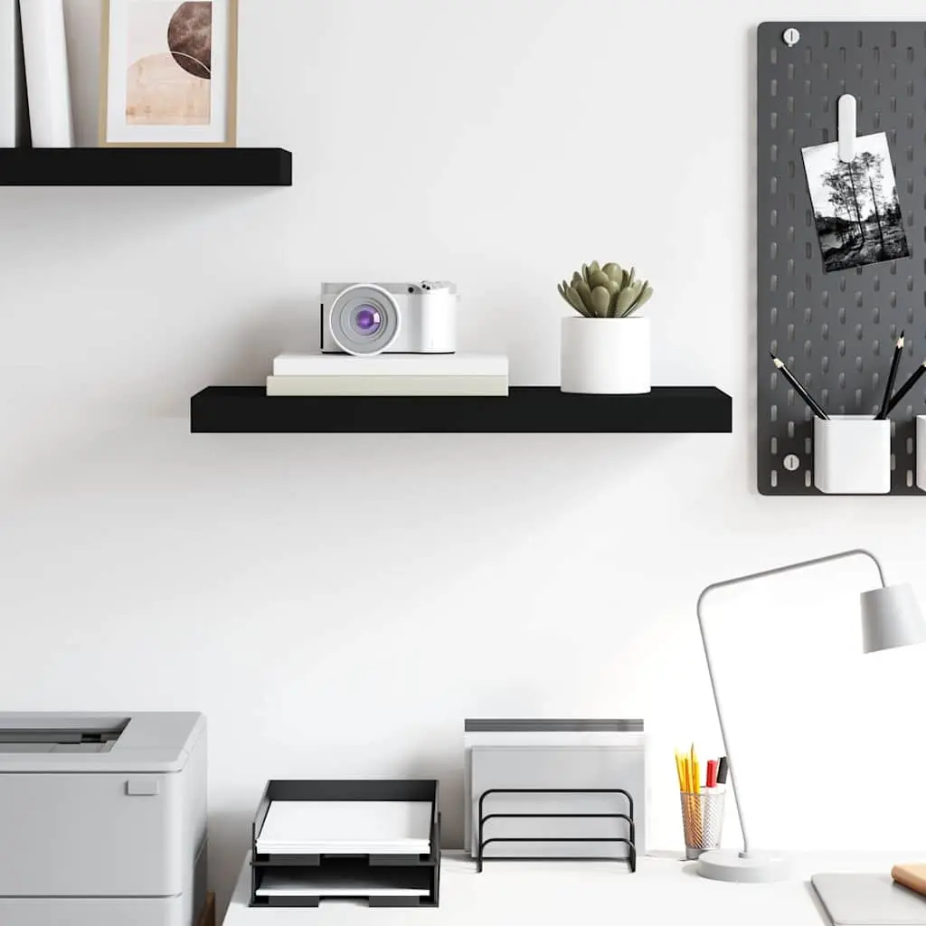 Black Floating Wall Shelf Invisible Mounting System 60 x 23.5 x 3.8 cm