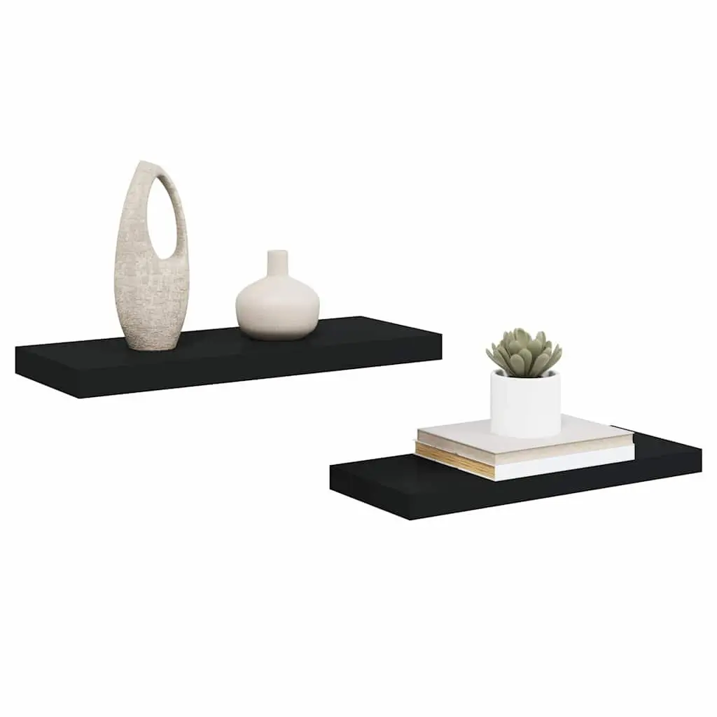 Floating Wall Shelves Invisible Mounting System Black 60x23.5x3.8cm 2 Pieces Home Decor