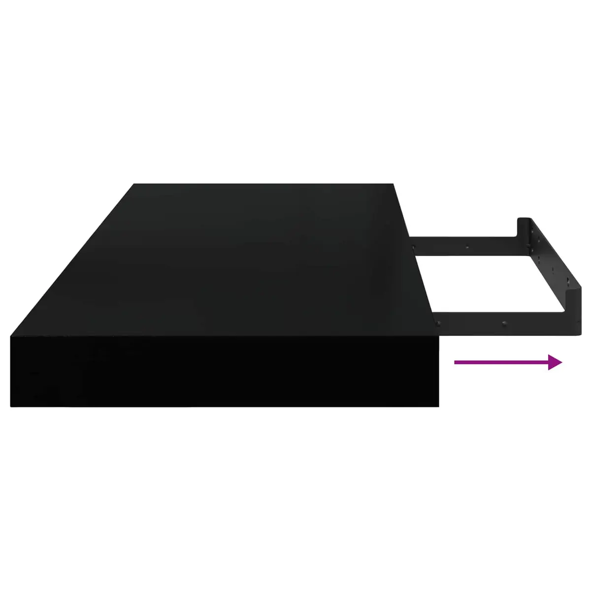 Floating Wall Shelves Invisible Mounting System Black 60x23.5x3.8cm 2 Pieces Home Decor