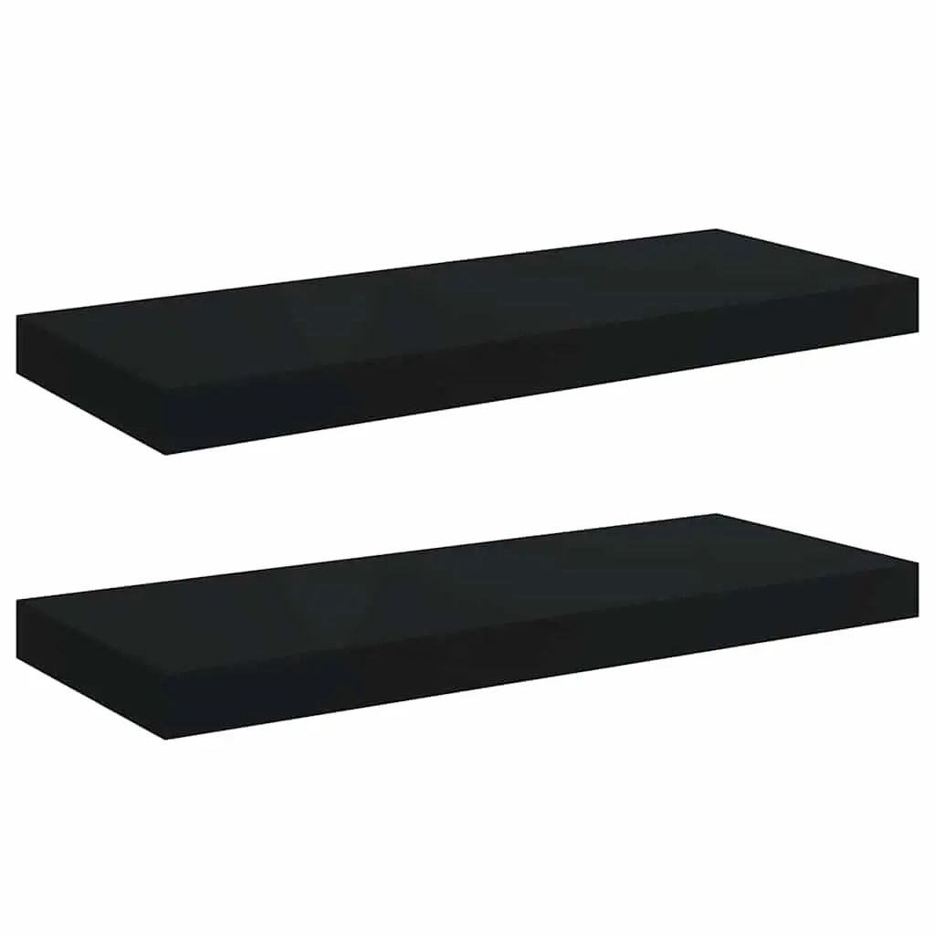 Floating Wall Shelves Invisible Mounting System Black 60x23.5x3.8cm 2 Pieces Home Decor