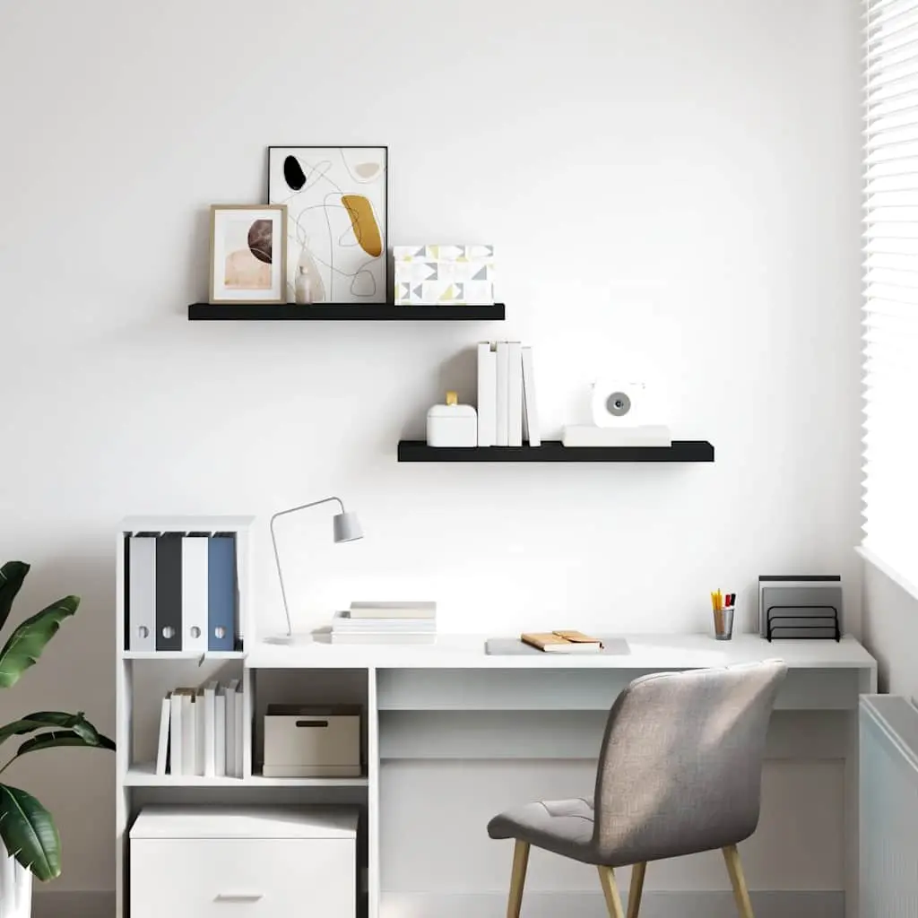 Wall Shelves Invisible Mounting Black 80x23.5x3.8 cm 2 Piece Display Ledge Home Decor