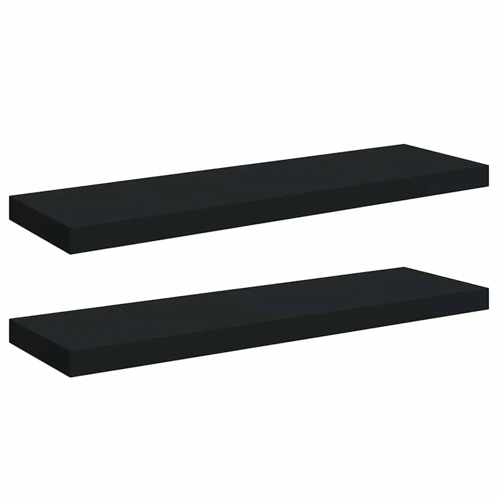 Wall Shelves Invisible Mounting Black 80x23.5x3.8 cm 2 Piece Display Ledge Home Decor