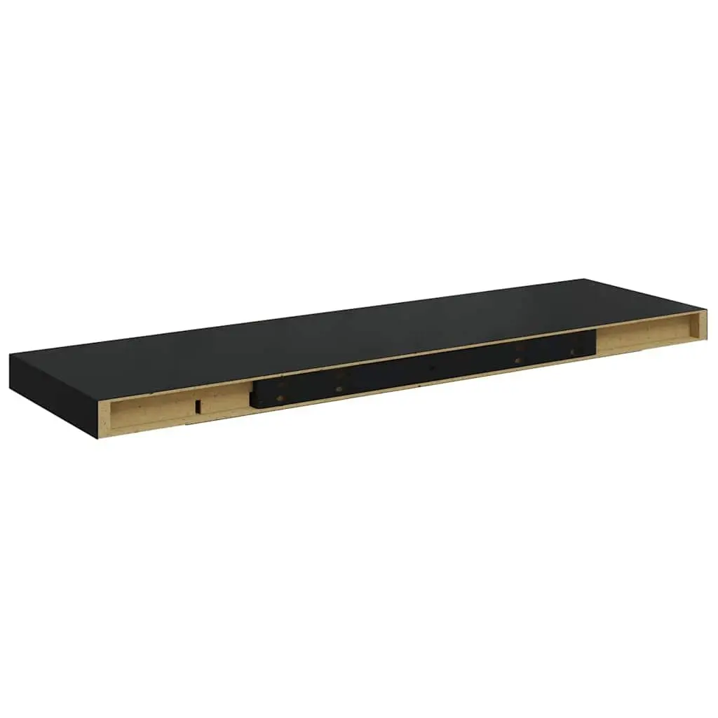 Wall Shelves Invisible Mounting Black 80x23.5x3.8 cm 2 Piece Display Ledge Home Decor