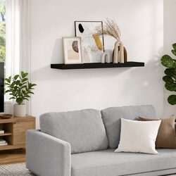 Floating Wall Shelf Black Display Ledge MDF Storage Rack Home Decor 90x23.5cm