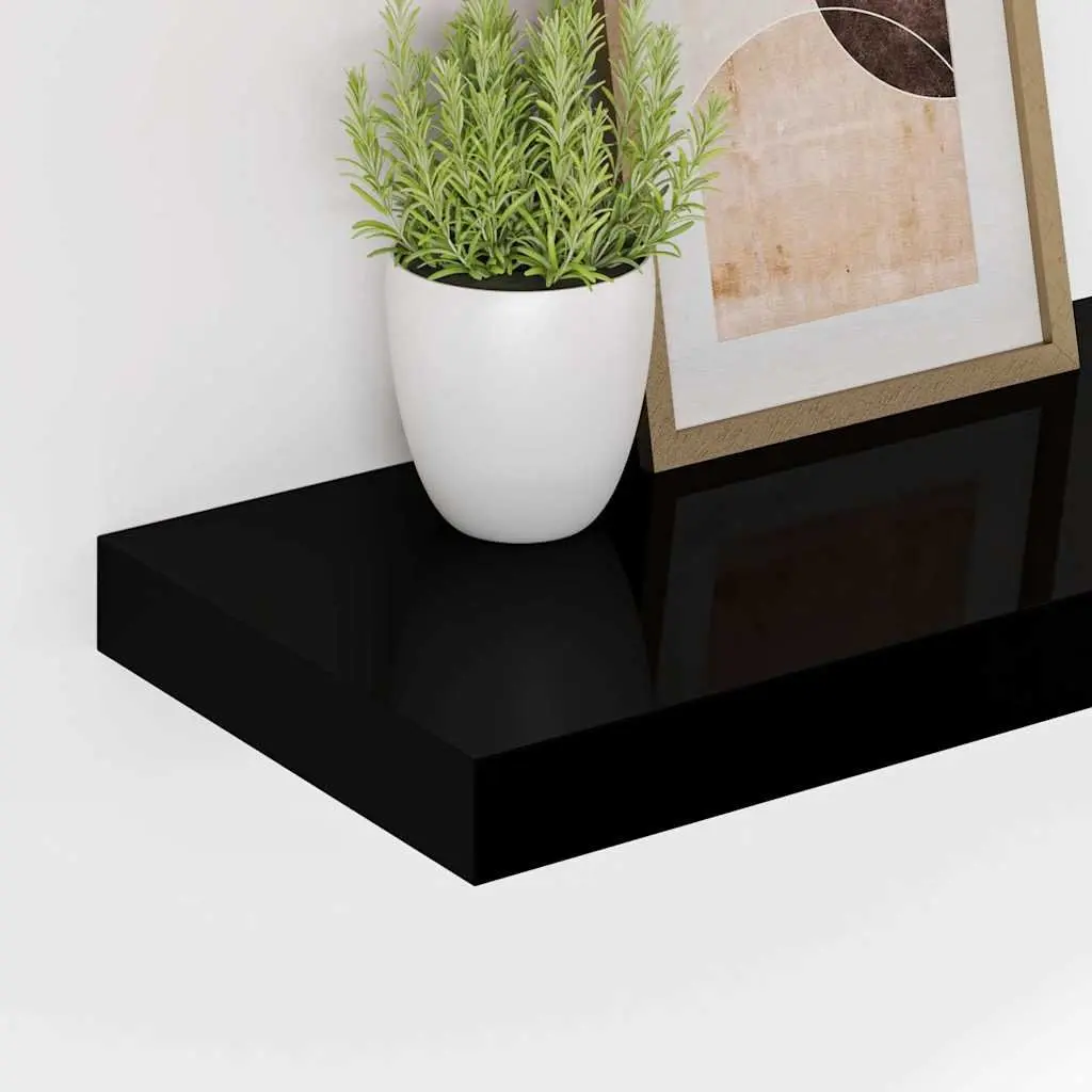 Floating Wall Shelf Black Display Ledge MDF Storage Rack Home Decor 90x23.5cm