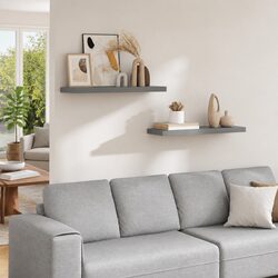 Floating Wall Shelves 2 pcs Grey 80x23.5x3.8 cm Display Storage Ledges
