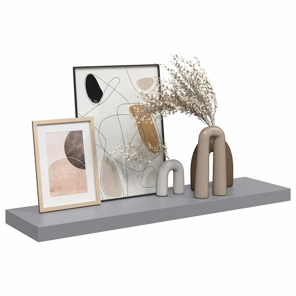 Floating Wall Shelf Grey Display Rack Storage Shelving Unit Home Decor
