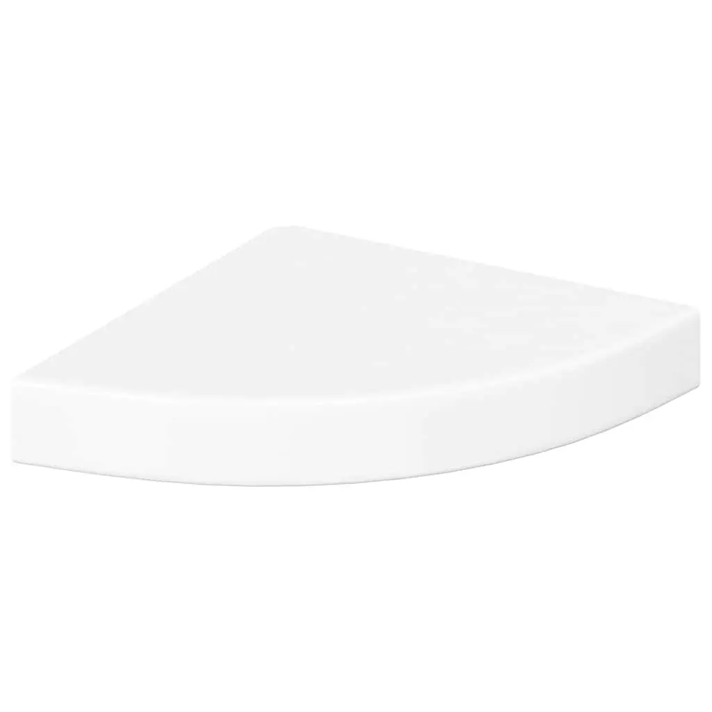 Floating Corner Wall Shelves White High Gloss 25x25x3.8cm Set of 2