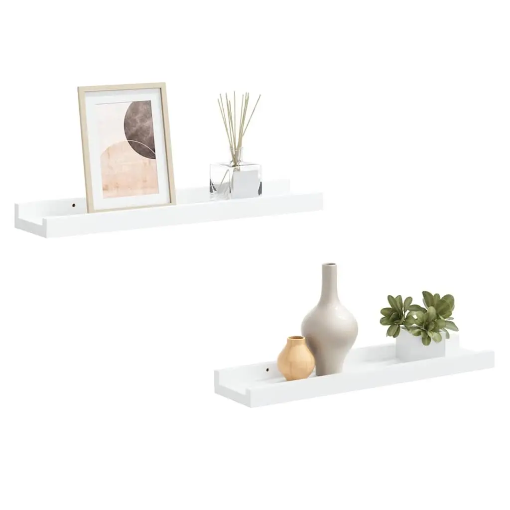 Picture Frame Ledge Shelves Wall-Mounted Display 2 pcs White 40x9x3 cm