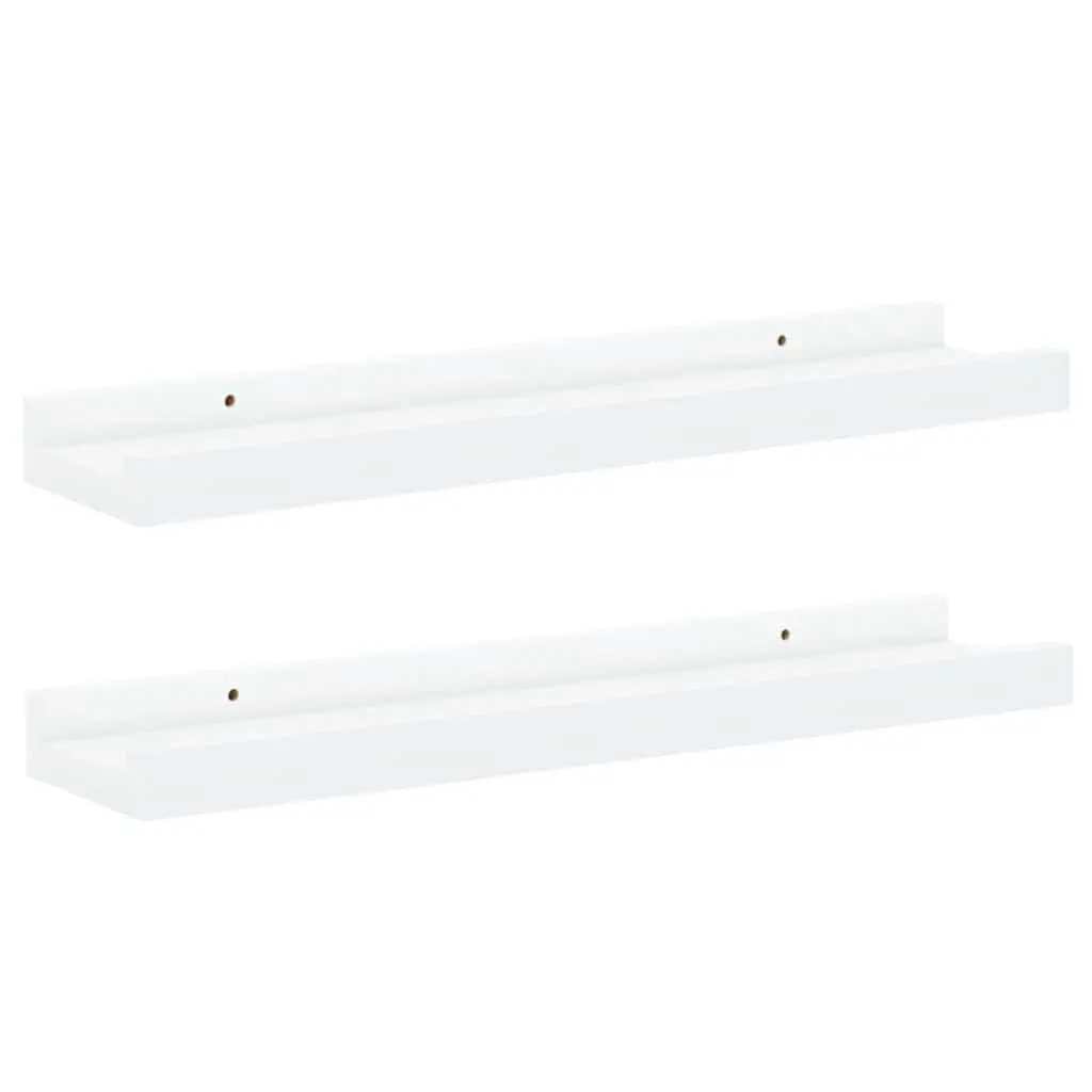 Picture Frame Ledge Shelves Wall-Mounted Display 2 pcs White 40x9x3 cm