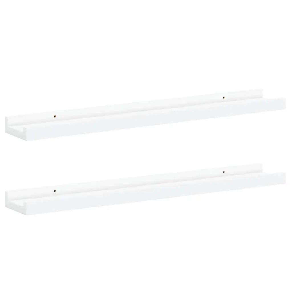 Wall Picture Frame Ledge Shelves White Floating Display Organizer 60 x 9 x 3 cm 2 Piece