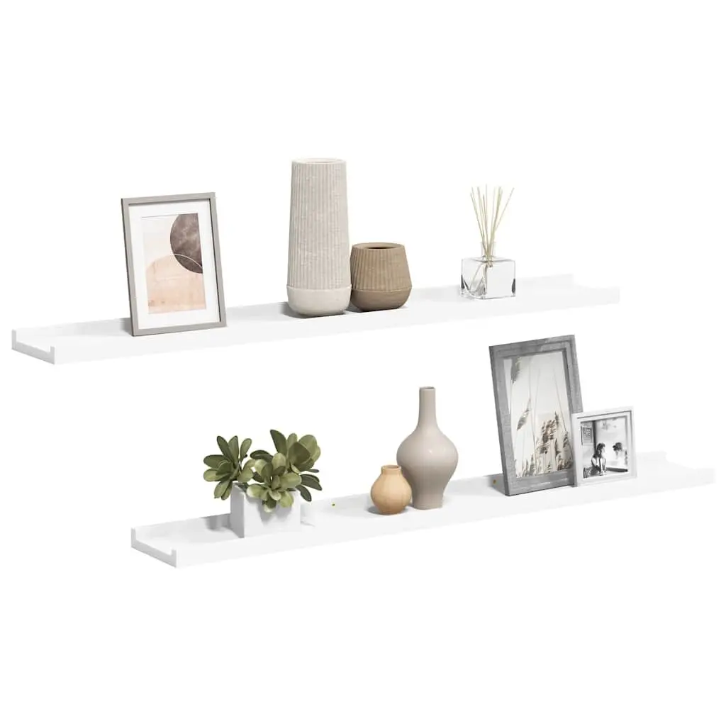 Wall Shelves Ledges 2pcs White Floating Picture Frame Display Storage Shelving