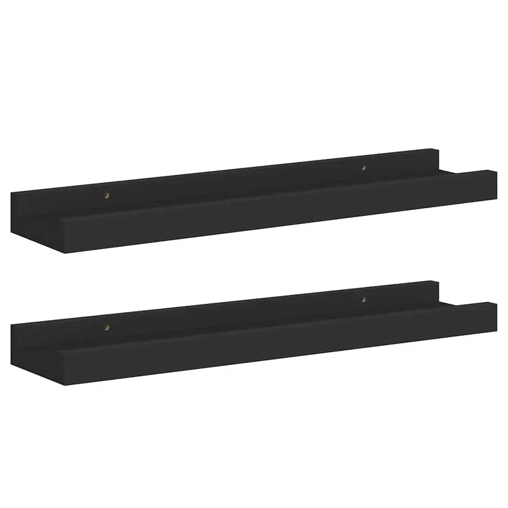 Wall Mounted Picture Ledge Shelves Black 40x9x3cm 2 Piece