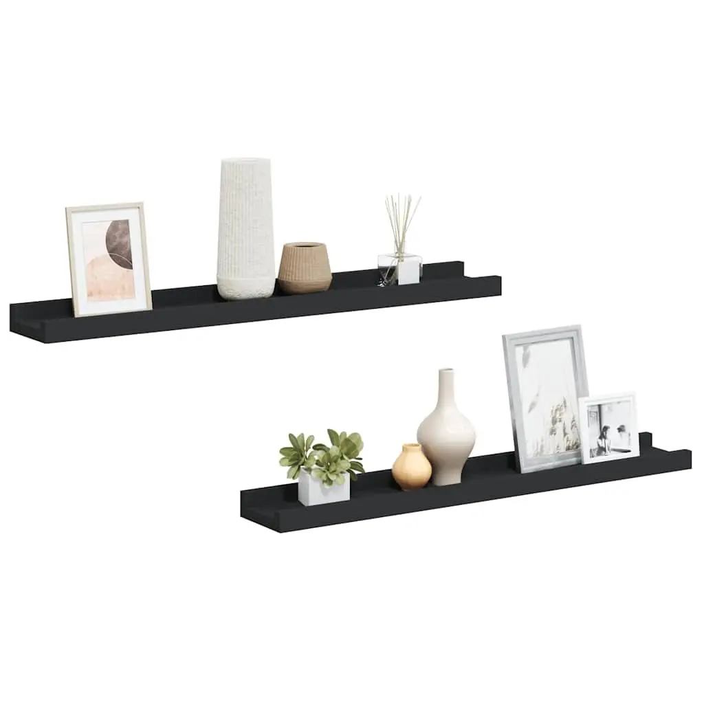 Picture Frame Ledge Shelves Wall Mounted Black 60x9x3cm 2 Piece MDF