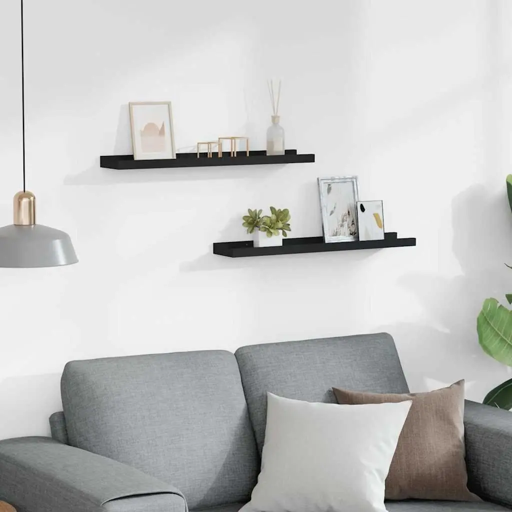 Picture Frame Ledge Shelves Wall Mounted Black 60x9x3cm 2 Piece MDF