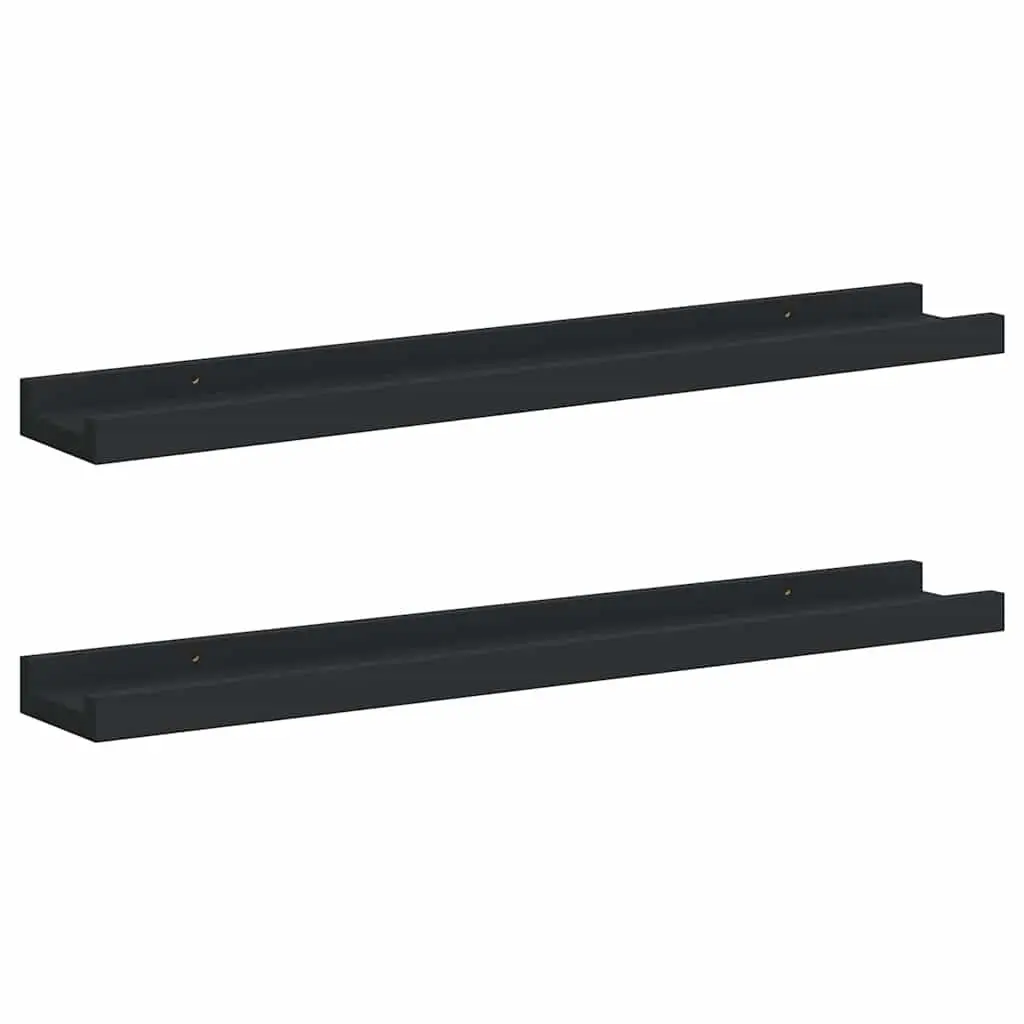 Picture Frame Ledge Shelves Wall Mounted Black 60x9x3cm 2 Piece MDF