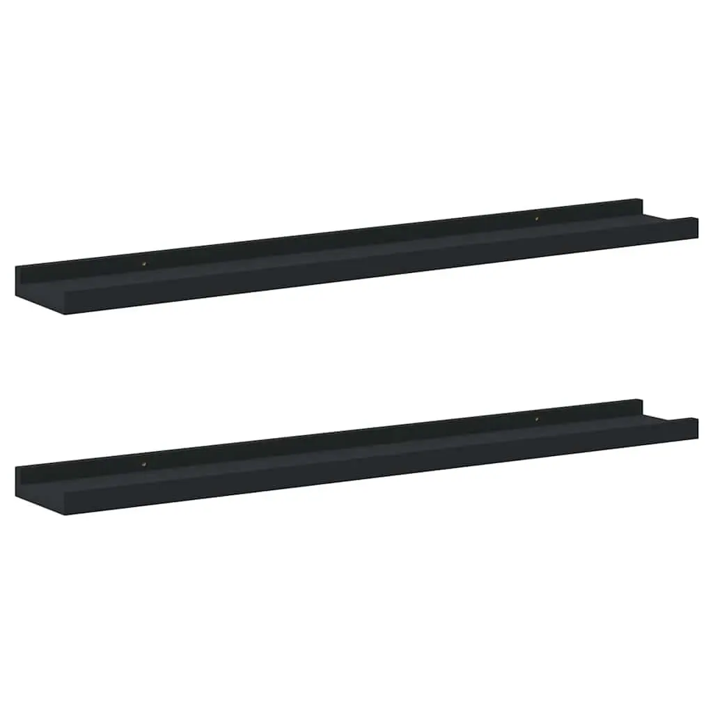 Picture Frame Ledge Shelves Black Floating Display 80 x 9 x 3 cm 2 Piece