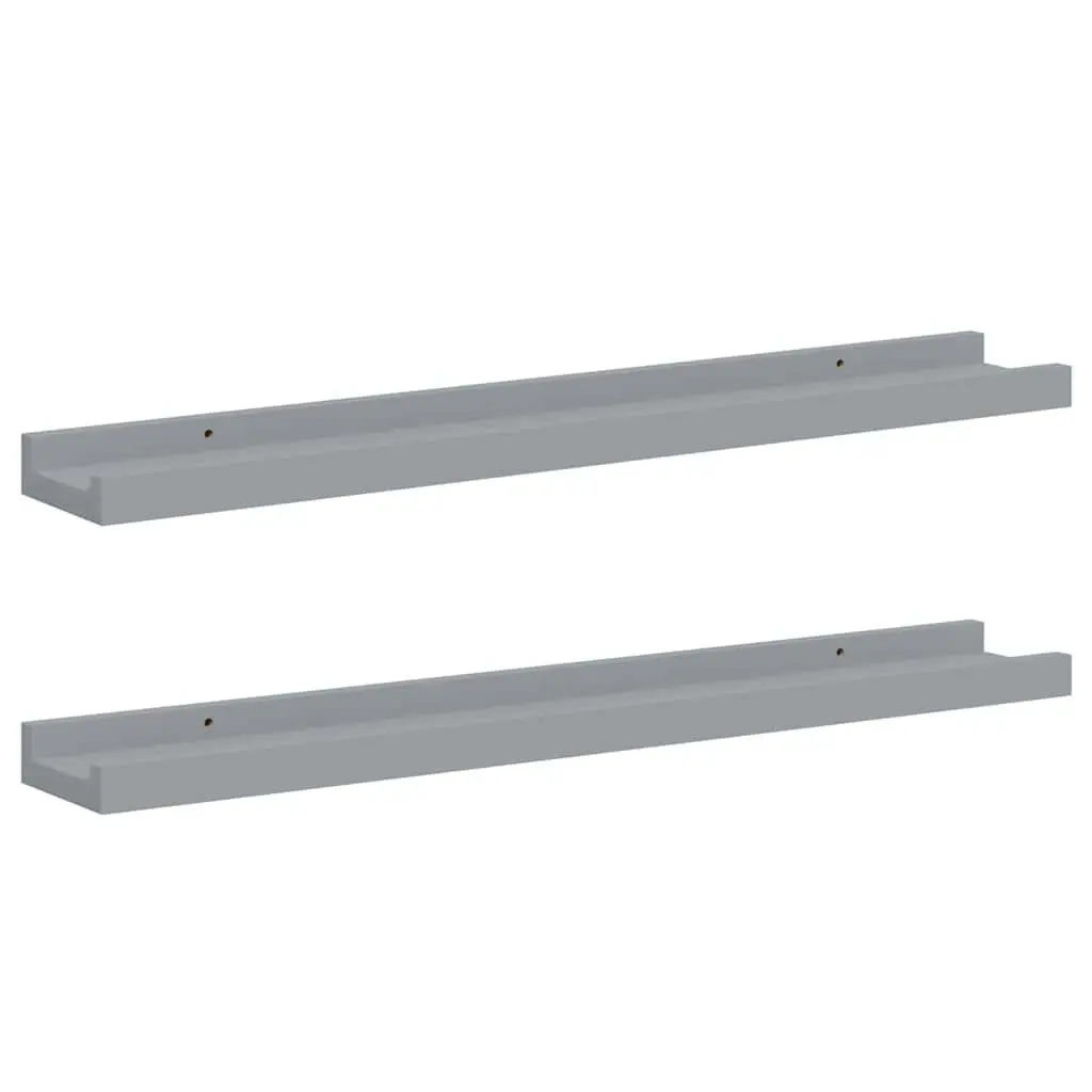 Picture Frame Ledge Shelves Wall Mounted Grey 60x9x3cm 2 Piece MDF