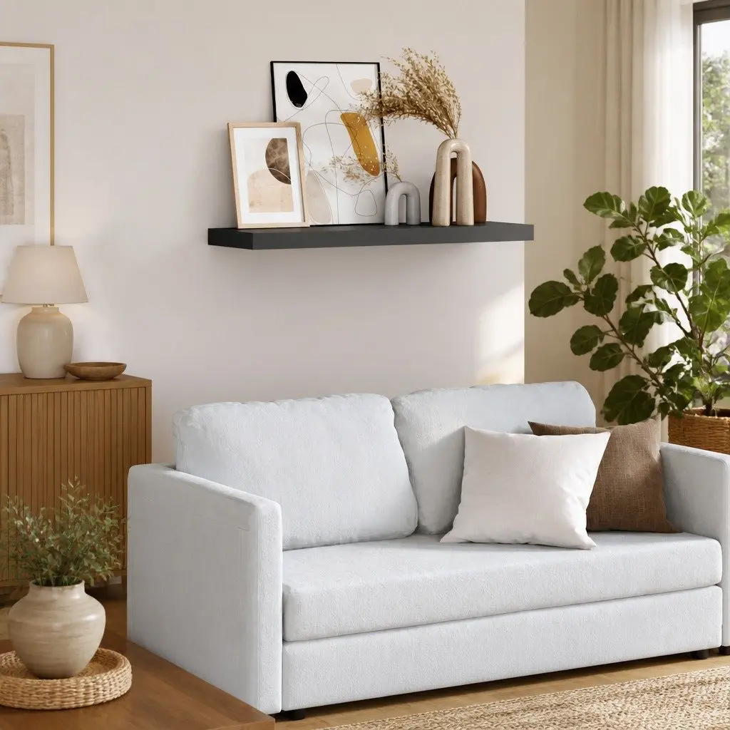 Wall Display Ledge Shelves Grey 80 x 9 x 3 cm 2 Piece Floating Shelf Decor Storage