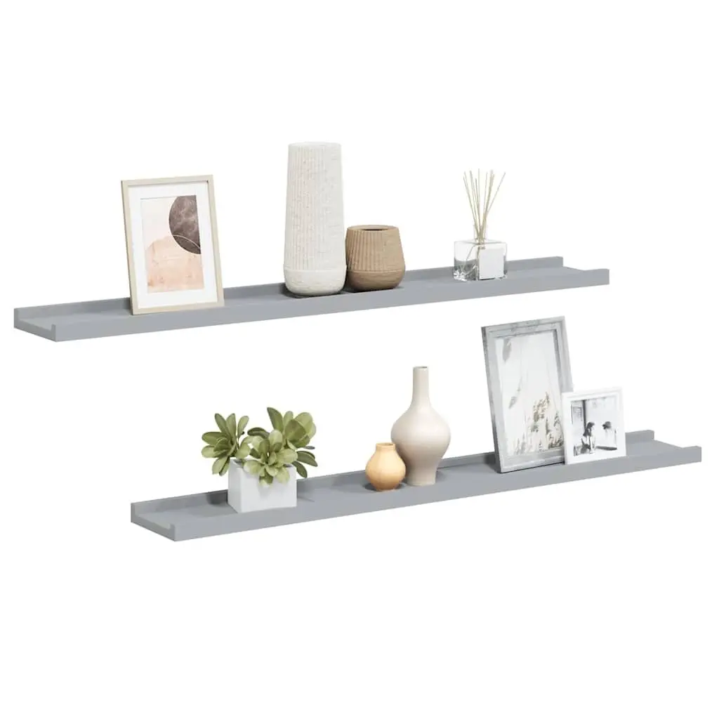 Wall Display Ledge Shelves Grey 80 x 9 x 3 cm 2 Piece Floating Shelf Decor Storage