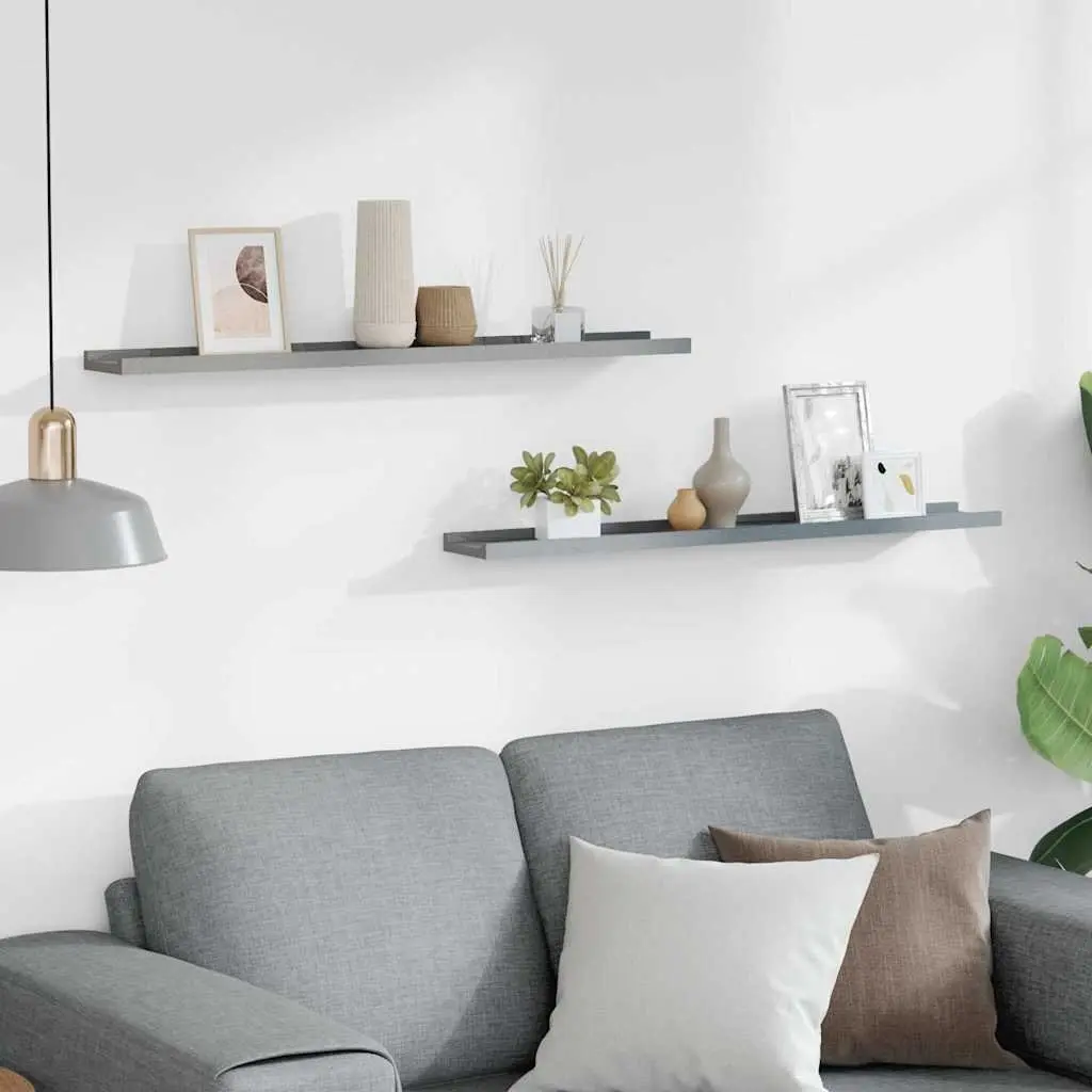 Wall Display Ledge Shelves Grey 80 x 9 x 3 cm 2 Piece Floating Shelf Decor Storage