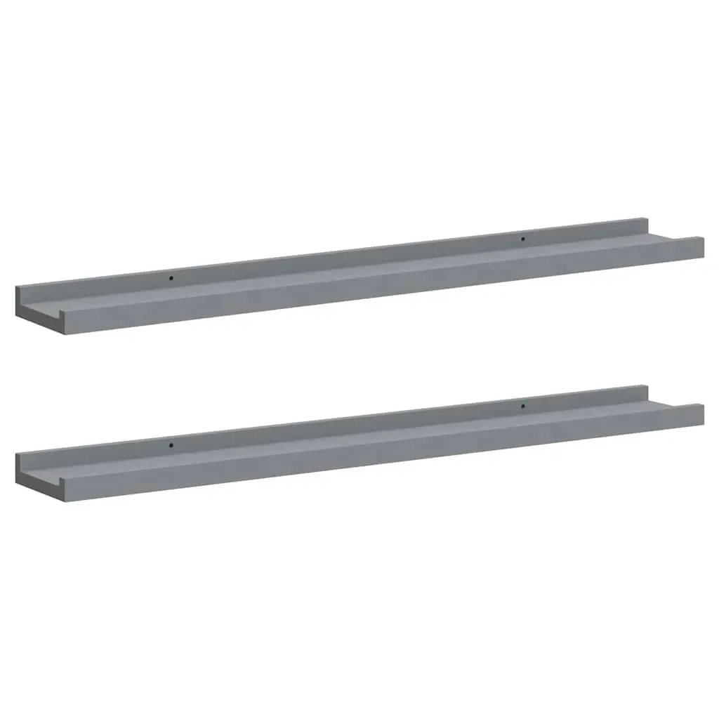 Wall Display Ledge Shelves Grey 80 x 9 x 3 cm 2 Piece Floating Shelf Decor Storage