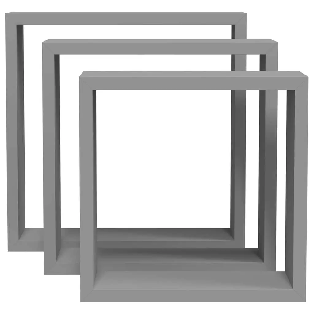 Floating Corner Unit Grey Cube Shelves 3 Piece Storage Display Organiser