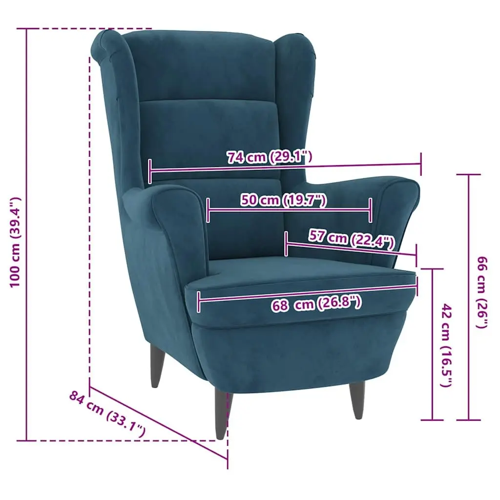 Blue Velvet Armchair