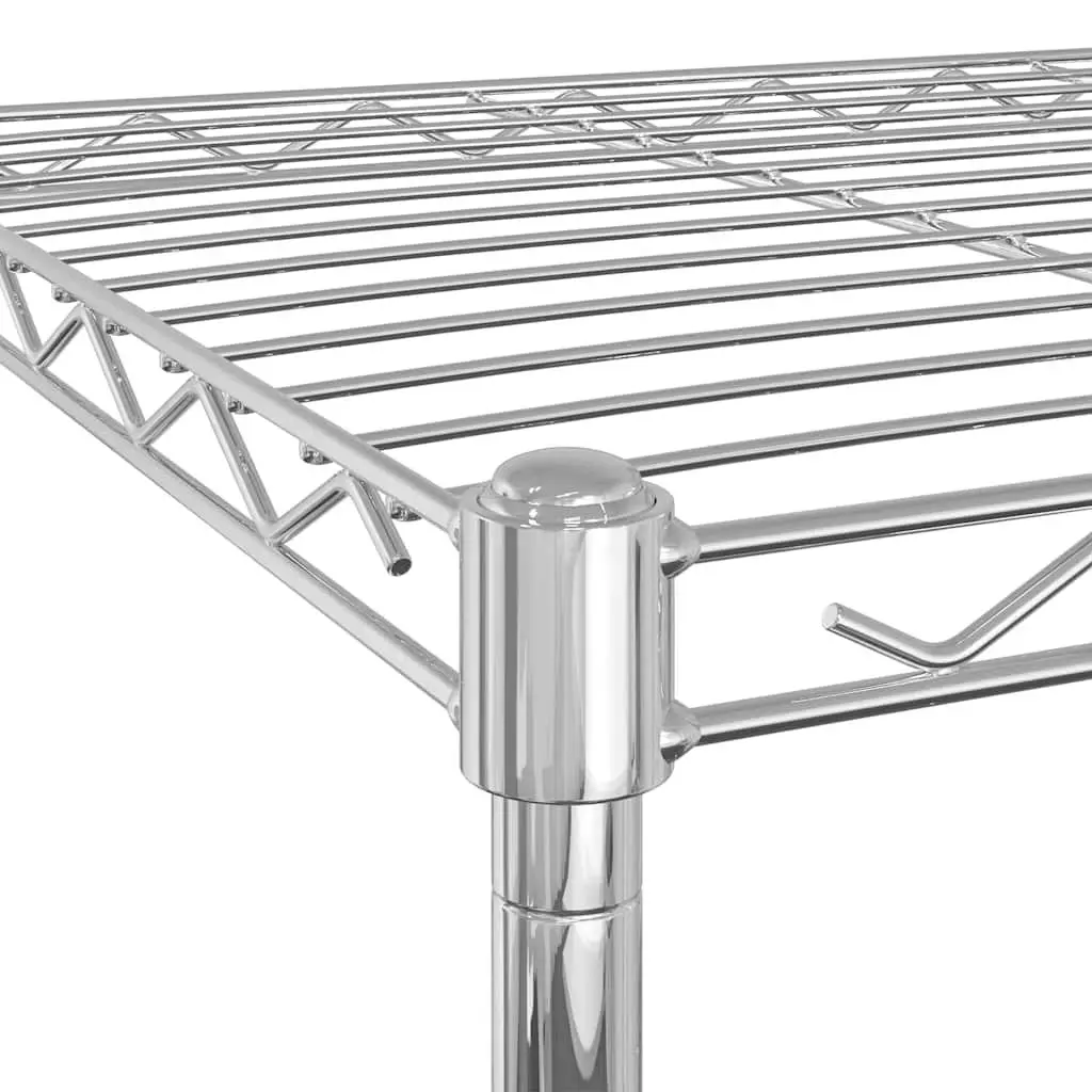 3 Tier Chrome Wire Storage Rack with Wheels 60x35x81cm