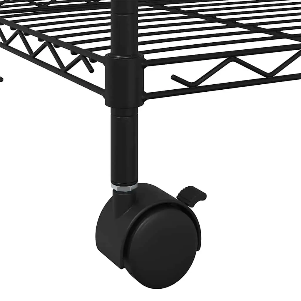 3-Tier Industrial Storage Rack with Wheels Black 60x35x81cm
