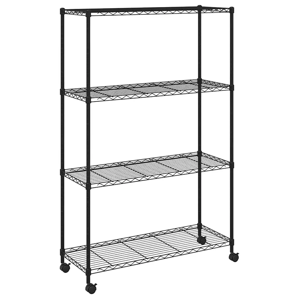 4-Tier Industrial Storage Shelf with Wheels Heavy Duty 90 x 35 x 142 cm