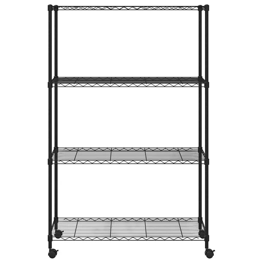 4-Tier Industrial Storage Shelf with Wheels Heavy Duty 90 x 35 x 142 cm