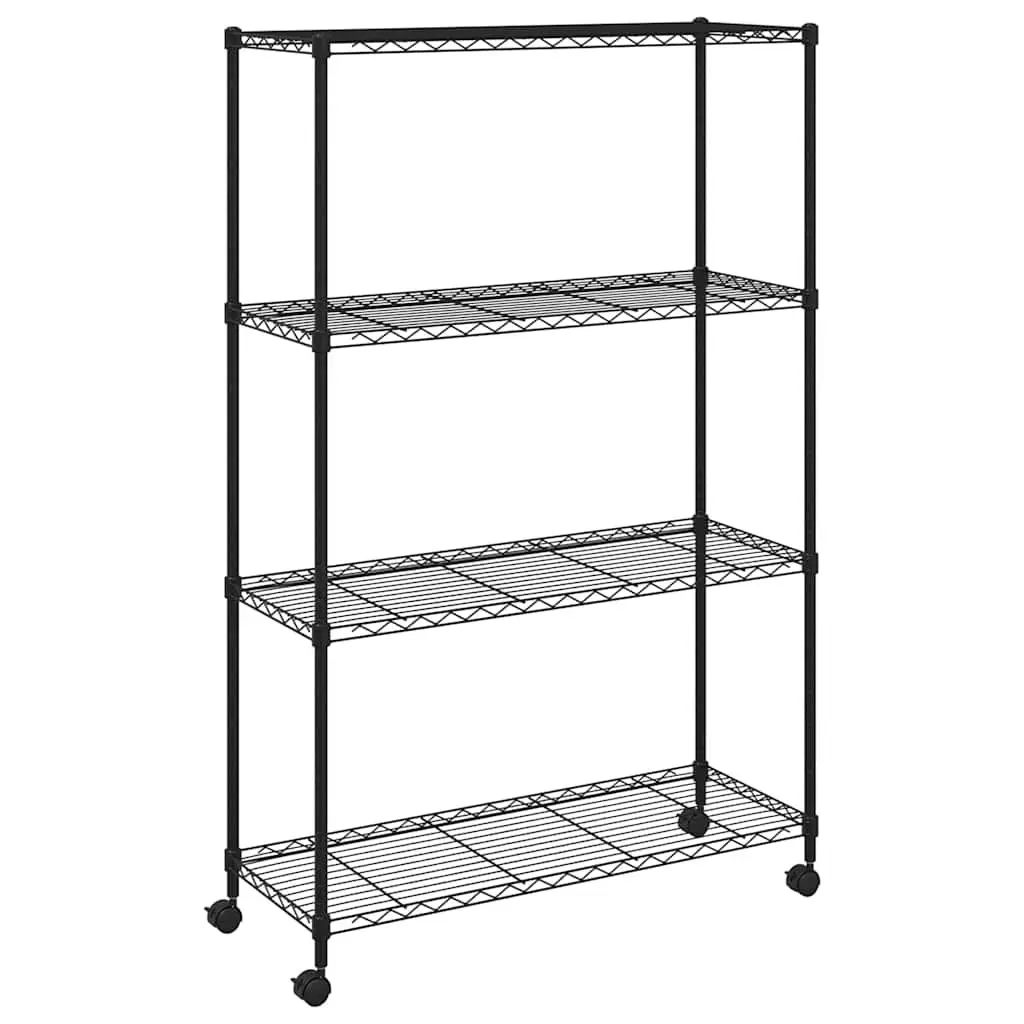 4-Tier Industrial Storage Shelf with Wheels Heavy Duty 90 x 35 x 142 cm