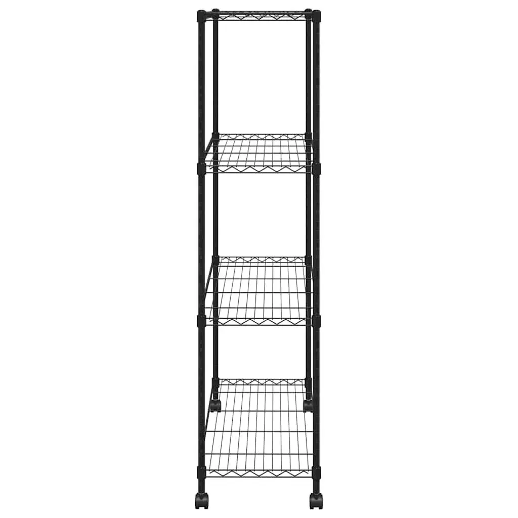4-Tier Industrial Storage Shelf with Wheels Heavy Duty 90 x 35 x 142 cm