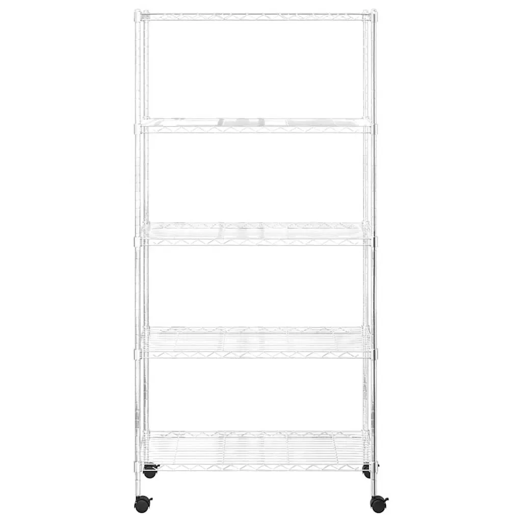 5-Tier Wire Storage Shelf on Wheels Industrial Organization Garage Kitchen