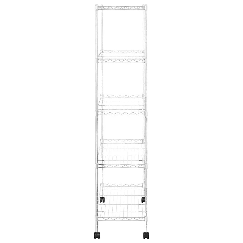 5-Tier Wire Storage Shelf on Wheels Industrial Organization Garage Kitchen