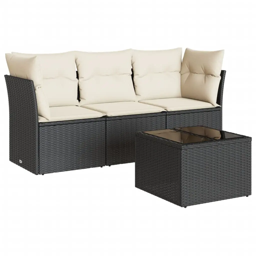 4 Piece Garden Sofa Set Outdoor Furniture Patio Lounge Poly Rattan Black
