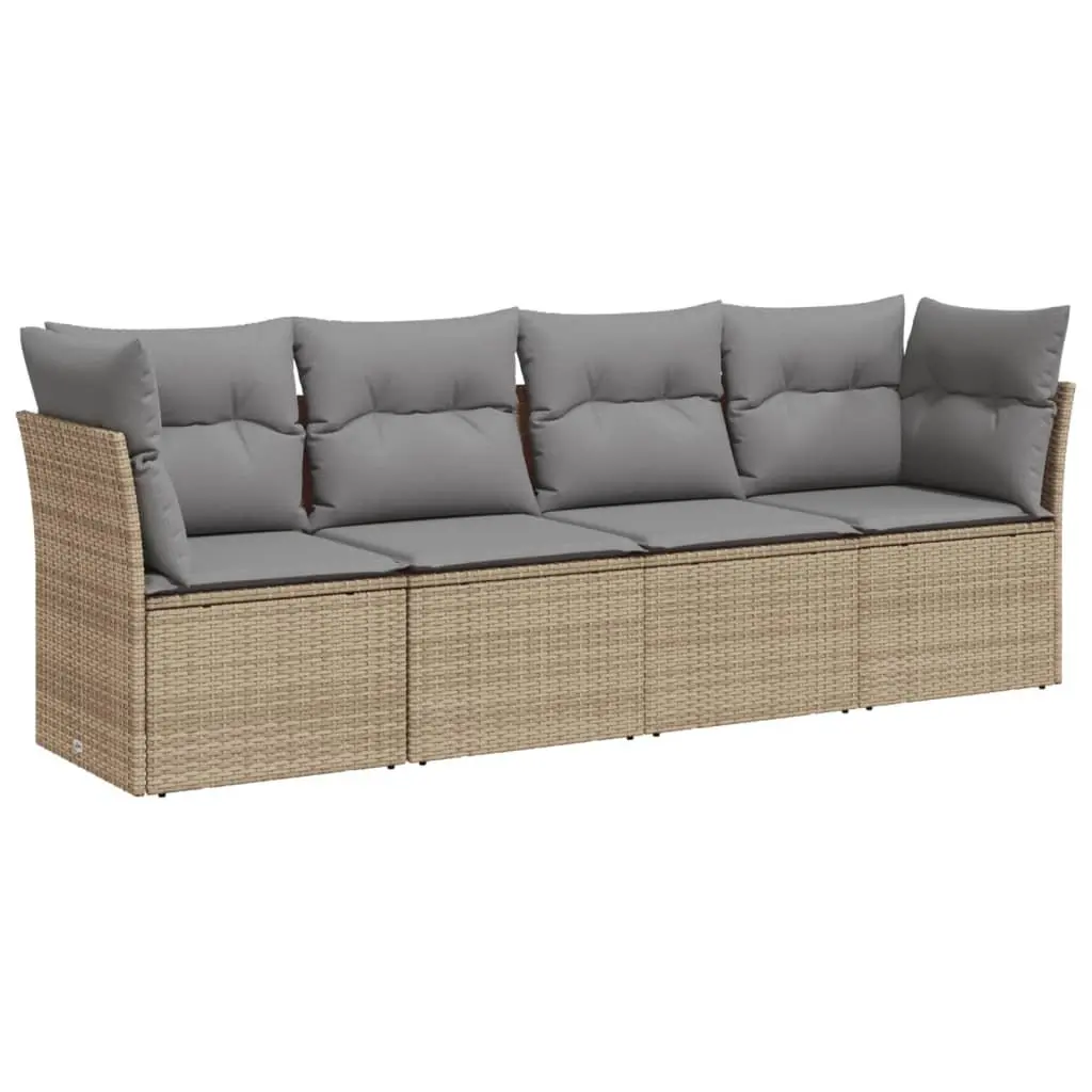 Garden Sofa Set 4 Piece Outdoor Furniture Beige Patio Rattan Seating with