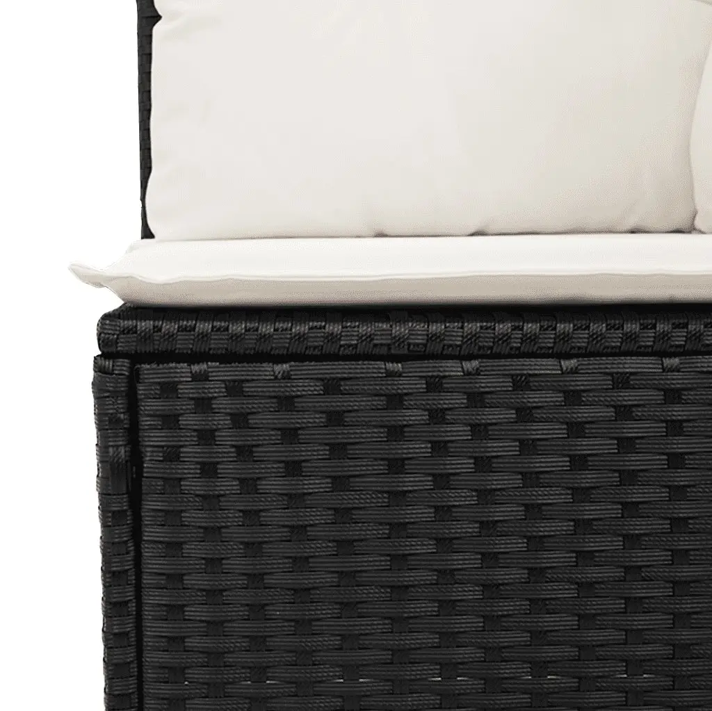 7 Piece Garden Sofa Set Outdoor Patio Furniture Black Poly Rattan with Cushions