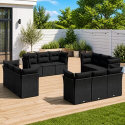 Your New 12-Piece Black Outdoor Garden Sofa Set