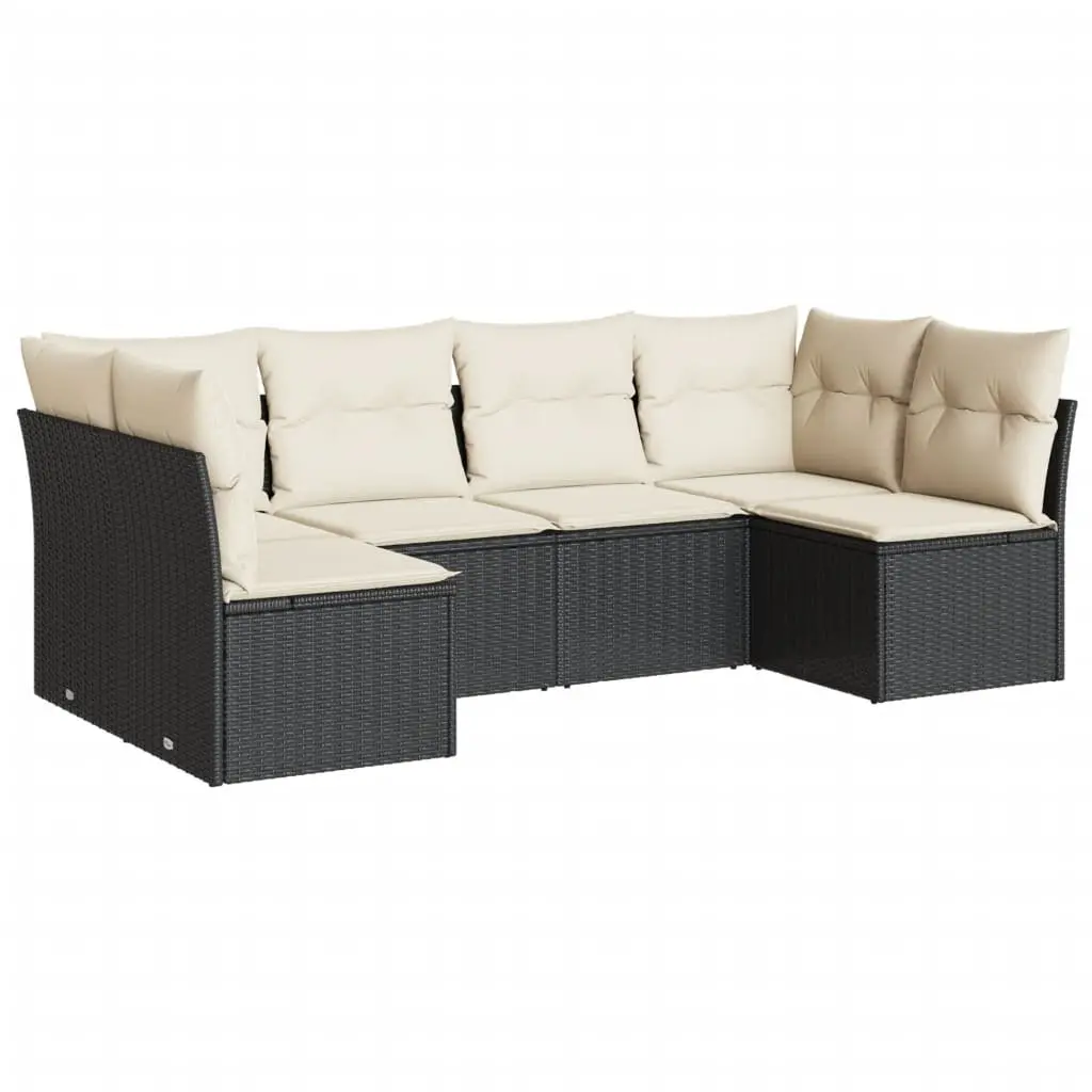 Modular Black Poly Rattan Outdoor Sofa Set 6 Piece Garden Furniture