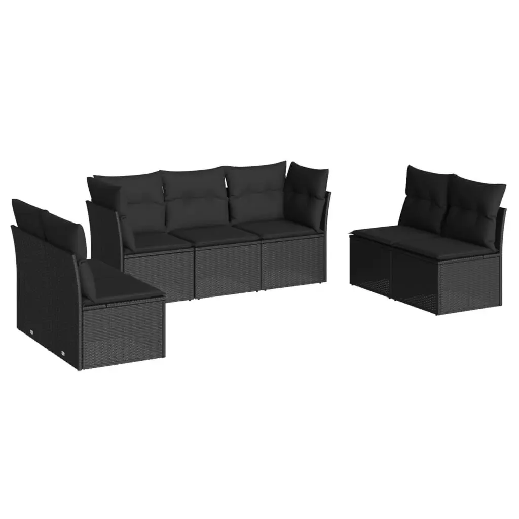 7 Piece Garden Sofa Set Black Poly Rattan Outdoor Furniture Modular Patio