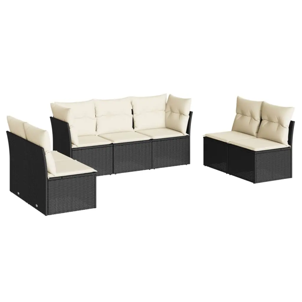 Garden Sofa Set 7 Piece Outdoor Furniture Black Poly Rattan Modular Patio